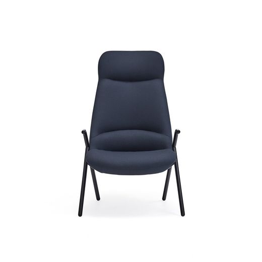 High fabric armchair in dark blue, 83 x 81 x 114 cm | Dins