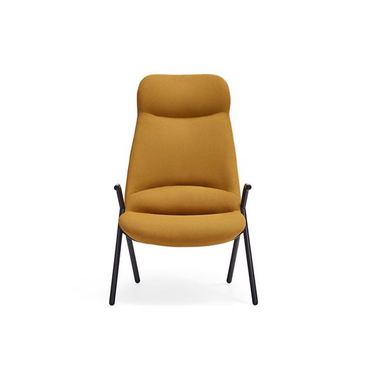 High armchair in mustard fabric, 83 x 81 x 114 cm | Dins