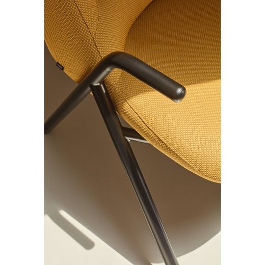 Low mustard fabric armchair, 83 x 77 x 90 cm | Dins