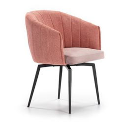 Fauteuil saumon et structure métallique, 59 x 53 x 49/60/81 cm