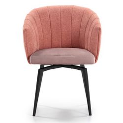 Fauteuil saumon et structure métallique, 59 x 53 x 49/60/81 cm