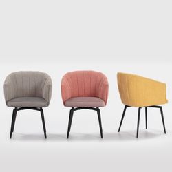 Fauteuil saumon et structure métallique, 59 x 53 x 49/60/81 cm