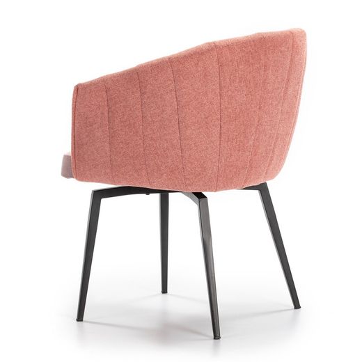 Fauteuil saumon et structure métallique, 59 x 53 x 49/60/81 cm