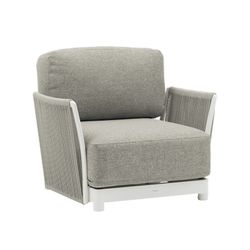 Garden sofa set made of aluminum, nautical rope, and white and gray fabric | Silai M