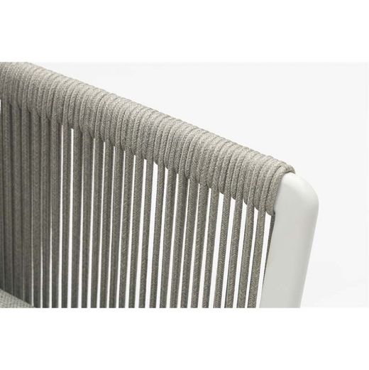 Garden sofa set made of aluminum, nautical rope, and white and gray fabric | Silai M