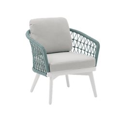 Aluminum and rope garden sofa set in white and aqua | Nelayan