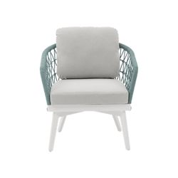 Aluminum and rope garden sofa set in white and aqua | Nelayan