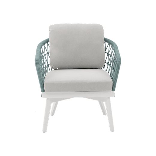 Aluminum and rope garden sofa set in white and aqua | Nelayan