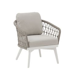 Poltrona de exterior em alumínio e corda em branco e cinza, 70 x 71 x 84 cm | Nelayan