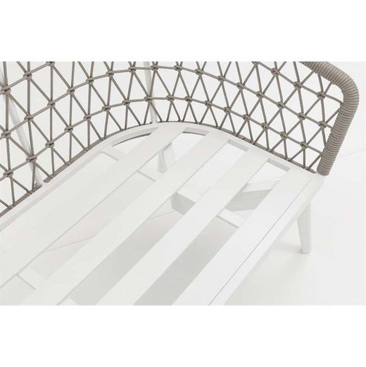 Aluminum and rope garden sofa set in white and greige | Nelayan