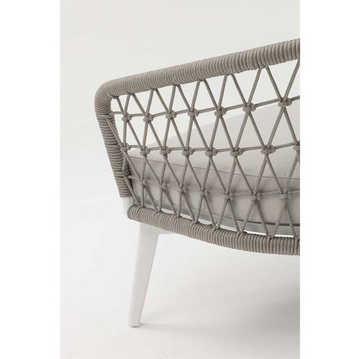 Aluminum and rope garden sofa set in white and greige | Nelayan