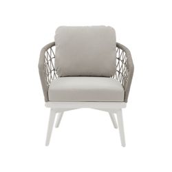 Poltrona de exterior em alumínio e corda em branco e cinza, 70 x 71 x 84 cm | Nelayan
