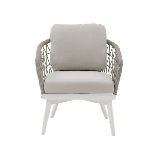 Aluminum and rope garden sofa set in white and greige | Nelayan