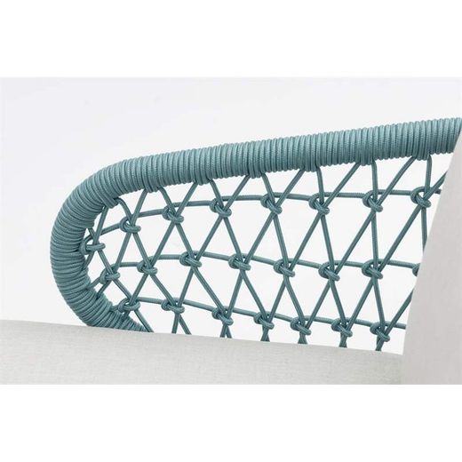 Garden sofa set made of aluminum and nautical rope in white and aqua | Isabela