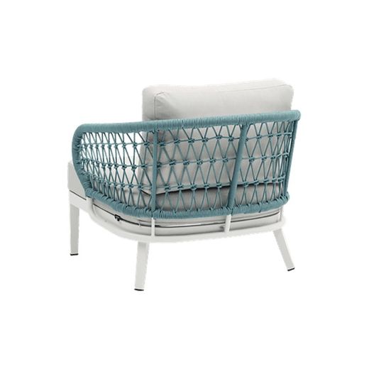 Garden sofa set made of aluminum and nautical rope in white and aqua | Isabela