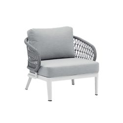Garden sofa set made of aluminum and nautical rope in white and gray | Isabela
