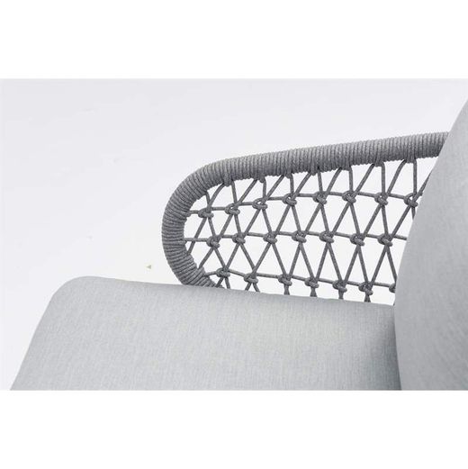 Conjunto de sofás para jardín con mesa elevable de aluminio y cuerda náutica en blanco y gris | Isabela