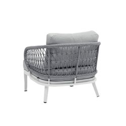 Garden sofa set made of aluminum and nautical rope in white and gray | Isabela