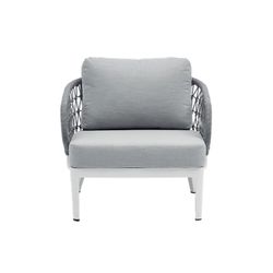 Garden sofa set made of aluminum and nautical rope in white and gray | Isabela