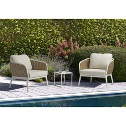 Aluminum and nautical rope garden sofa set in white and taupe | Irvine