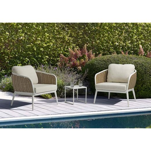Conjunto de sofás para jardín de aluminio y cuerda náutica en blanco y topo | Irvine