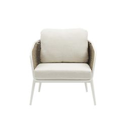 Aluminum and nautical rope garden sofa set in white and taupe | Irvine