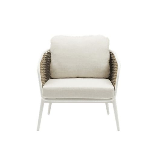 Conjunto de sofás para jardín de aluminio y cuerda náutica en blanco y topo | Irvine