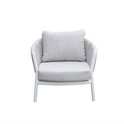 Conjunto de sofás para jardín de aluminio y tejido de olefina en blanco y gris | Attica