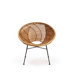 Rattan and iron armchair, natural/black, 72 x 78 x 80 cm