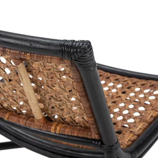 Poltrona in vimini e rattan, nero/naturale, 56 x 66 x 70 cm