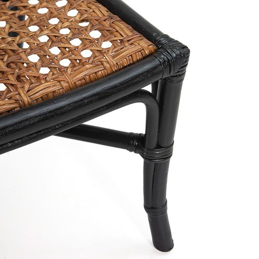 Poltrona in vimini e rattan, nero/naturale, 56 x 66 x 70 cm