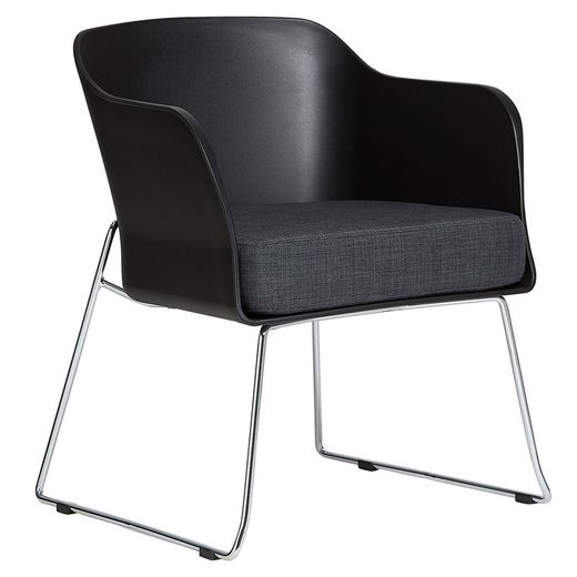 Butaca de Polipropileno Negro y Estructura Cromada 59x58x46/74 cm