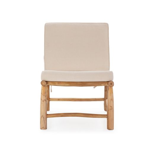 Fåtölj i natur/vit teak, 65 x 80 x 85 cm