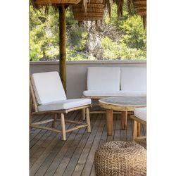 Fåtölj i natur/vit teak, 65 x 80 x 85 cm