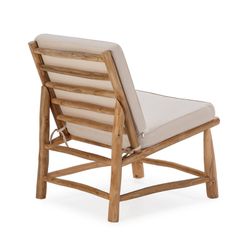 Poltrona de teca natural/branca, 65 x 80 x 85 cm