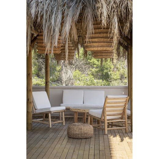 Fåtölj i natur/vit teak, 65 x 80 x 85 cm