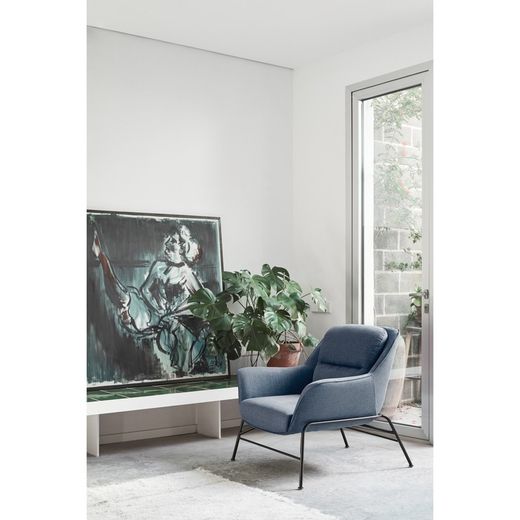 Petrol blue fabric armchair, 88 x 84 x 87 cm | Sadira