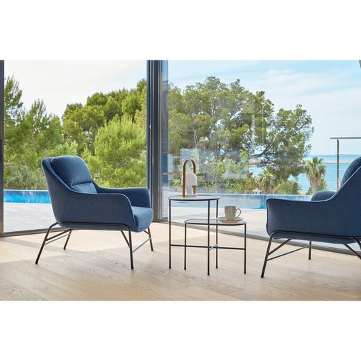 Petrol blue fabric armchair, 88 x 84 x 87 cm | Sadira