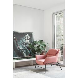 Fauteuil en tissu corail, 88 x 84 x 87 cm | Sadira