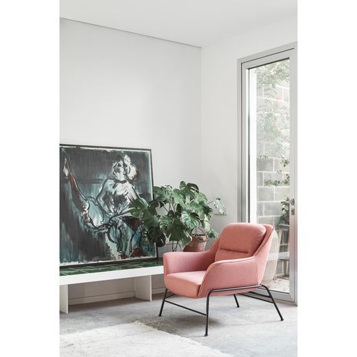 Fauteuil en tissu corail, 88 x 84 x 87 cm | Sadira