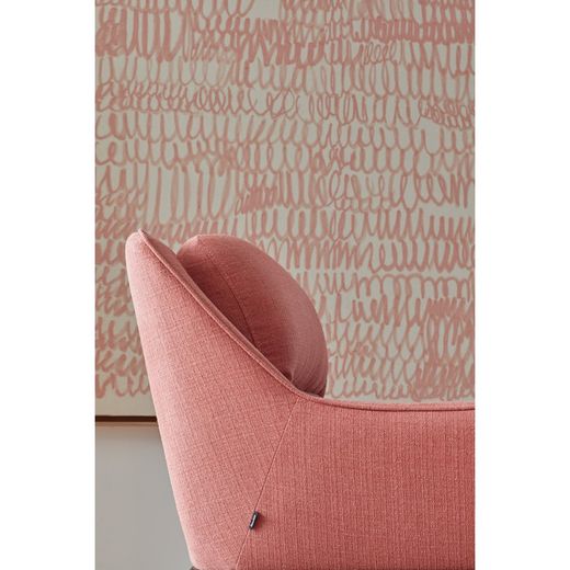Fauteuil en tissu corail, 88 x 84 x 87 cm | Sadira