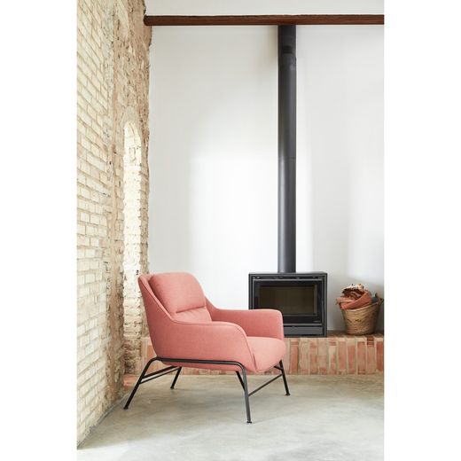 Fauteuil en tissu corail, 88 x 84 x 87 cm | Sadira