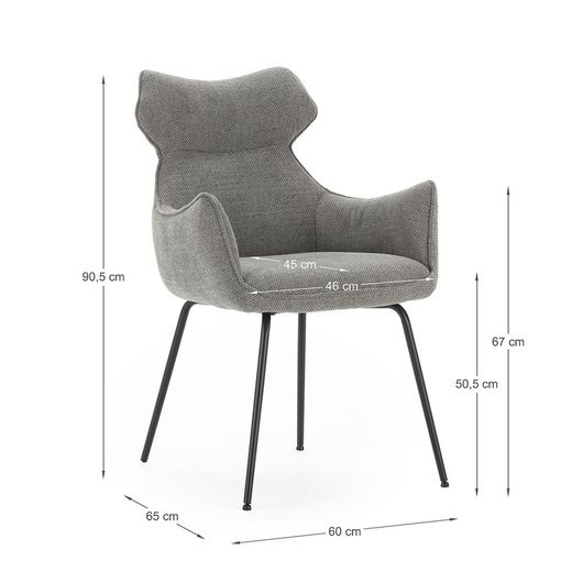 Fabric armchair in grey, 60 x 65 x 90 cm | Dara