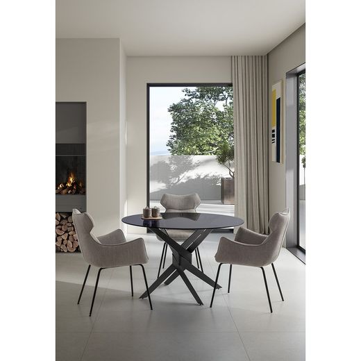 Fabric armchair in grey, 60 x 65 x 90 cm | Dara