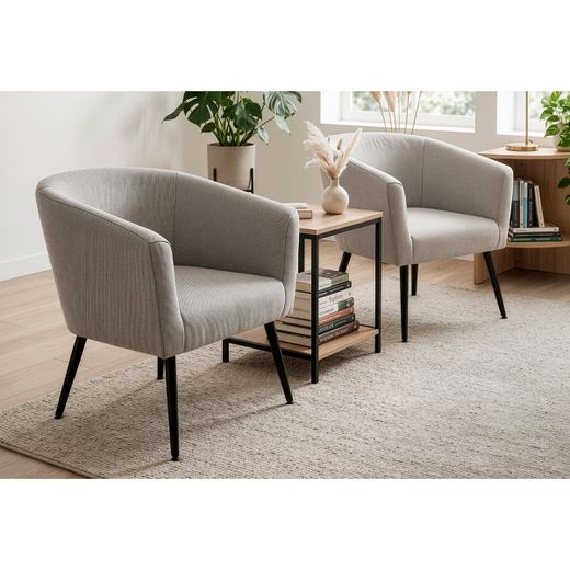 Butaca de tejido en gris, 66 x 64 x 70 cm | Melrose