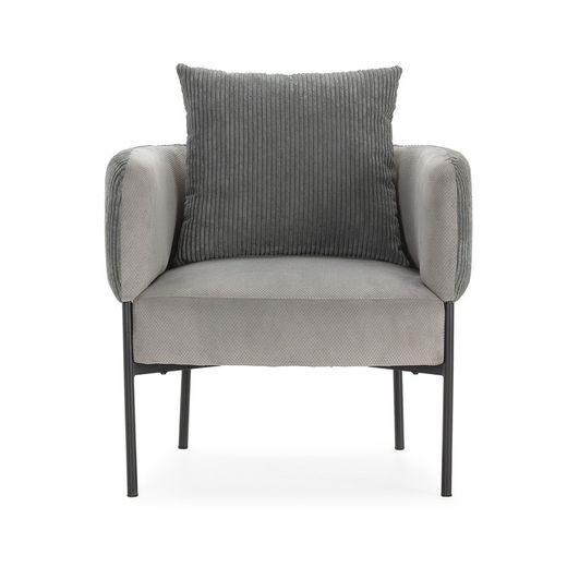 Fabric armchair in grey, 70 x 61 x 72.5 cm | Aruni