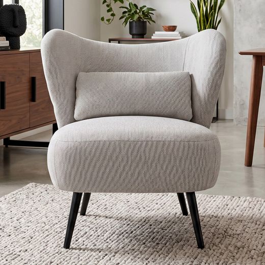 Butaca de tejido en gris, 73,5 x 78 x 76 cm | Elle
