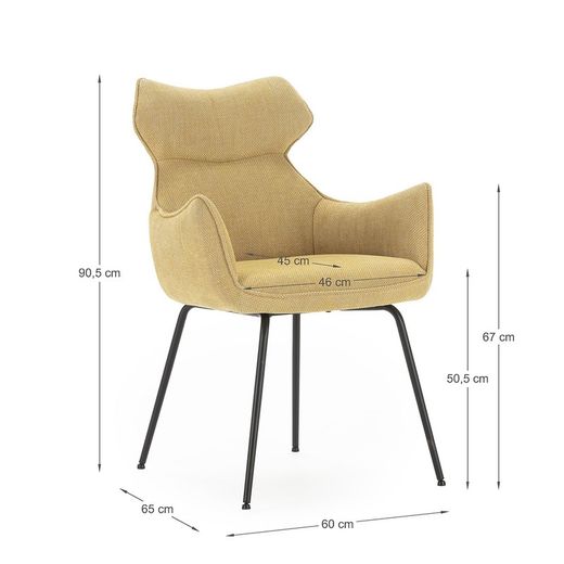 Mustard fabric armchair, 60 x 65 x 90 cm | Dara