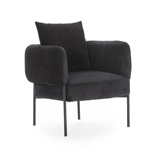 Poltrona de tecido preto, 70 x 61 x 72,5 cm | Aruni