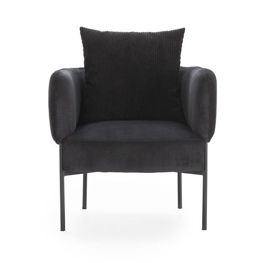Black fabric armchair, 70 x 61 x 72.5 cm | Aruni